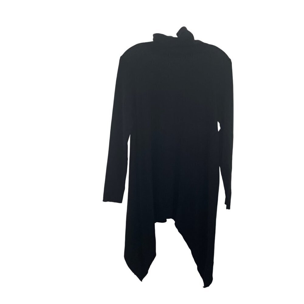 Chico's Womens Turtleneck Sweater Shark Bite Hem Black Size Medium